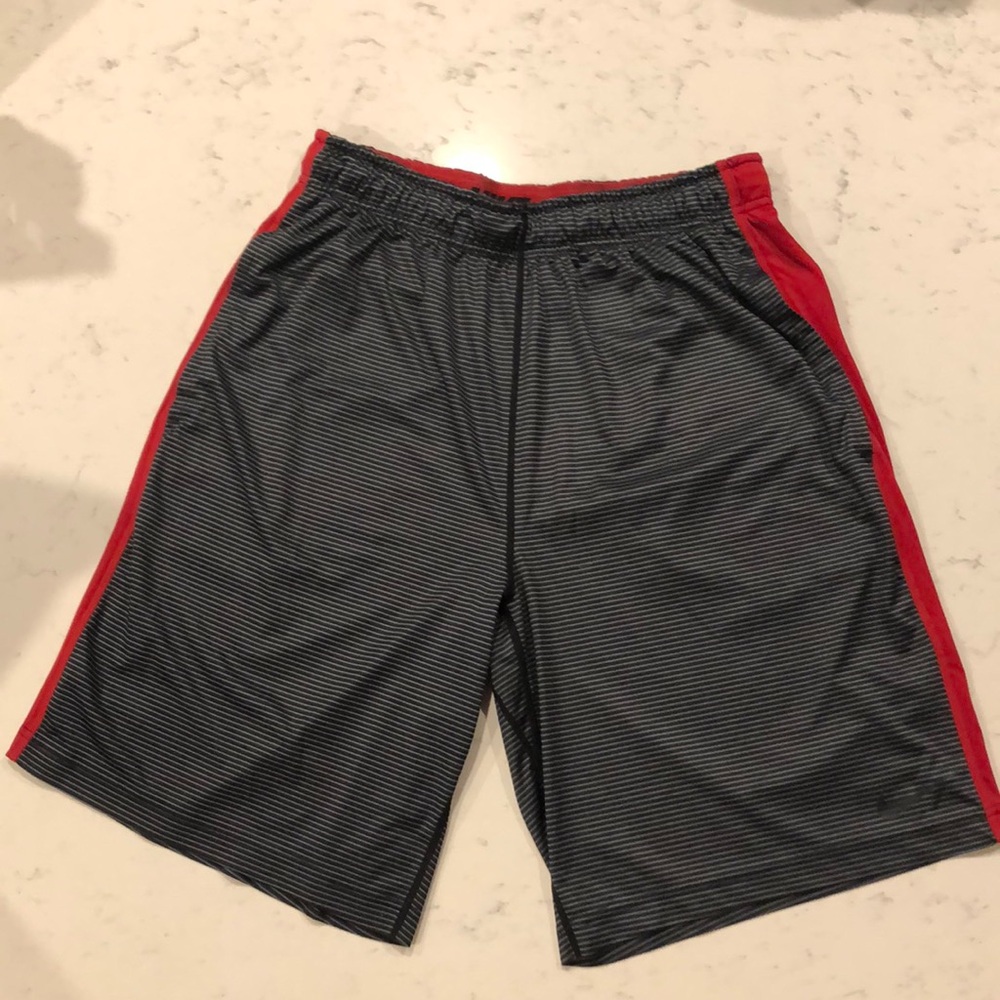 Nike Dri-Fit Black Gray and Red Stripe Athletic Shorts